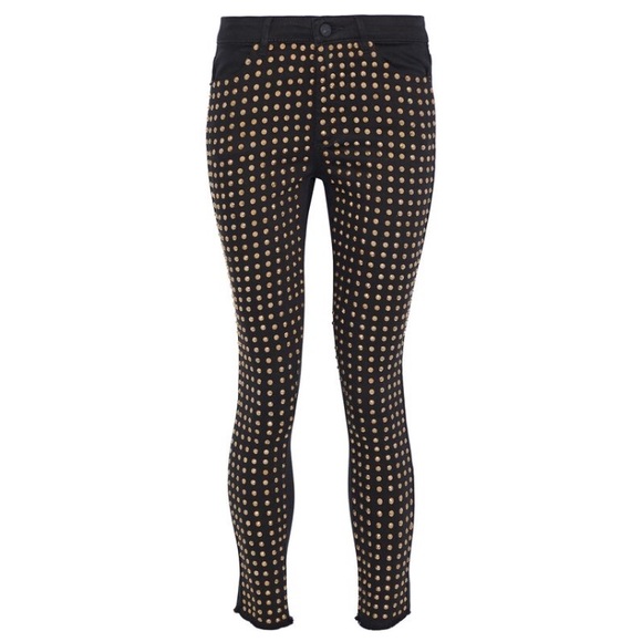 Alice + Olivia Kirk Cropped Studded Skinny Jeans